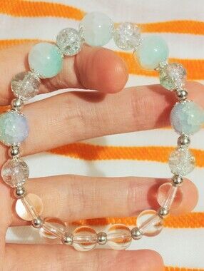 Handmade Glass Bracelet One Of A Kind. Aurora Borealis / Northern Lights. Size 7